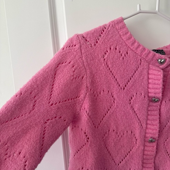 Pink Heart Knit Button-Up Cardigan Sweater - Picture 2 of 8